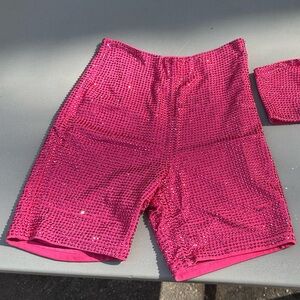 MESHKI Ashley Diamante Bedazzled Biker Shorts